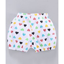 Babyhug 100% Cotton Bloomer Striped & Heart Print Pack of 3 - White Pink