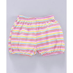 Babyhug 100% Cotton Bloomer Striped & Heart Print Pack of 3 - White Pink