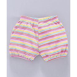 Babyhug 100% Cotton Bloomer Striped & Heart Print Pack of 3 - White Pink