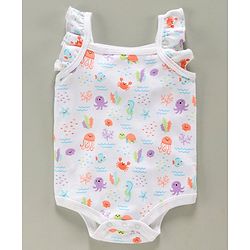 Babyhug 100% Cotton Flutter Sleeves Onesies Multiprint Pack of 5 - Multicolor