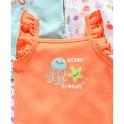 Babyhug 100% Cotton Flutter Sleeves Onesies Multiprint Pack of 5 - Multicolor