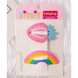 Babyhug Fruit & Rainbow Shaped Snap Clips - Pink