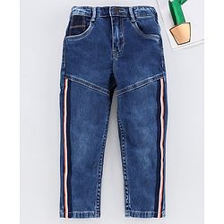 Babyhug Full Length Elasticated Waist Jeans - Blue
