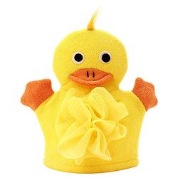 Babyhug Duck Shape Bath Glove With Attached Loofah - Yellow