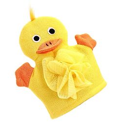Babyhug Duck Shape Bath Glove With Attached Loofah - Yellow