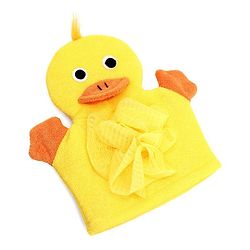 Babyhug Duck Shape Bath Glove With Attached Loofah - Yellow