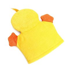 Babyhug Duck Shape Bath Glove With Attached Loofah - Yellow