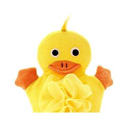 Babyhug Duck Shape Bath Glove With Attached Loofah - Yellow