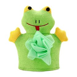 Babyhug Froggy Shape Bath Glove With Attached Loofah - Green