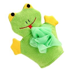 Babyhug Froggy Shape Bath Glove With Attached Loofah - Green