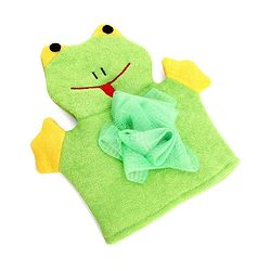 Babyhug Froggy Shape Bath Glove With Attached Loofah - Green