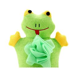 Babyhug Froggy Shape Bath Glove With Attached Loofah - Green