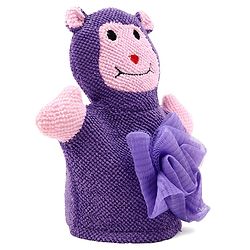 Babyhug Monkey Shape Bath Glove With Attached Loofah - Purple