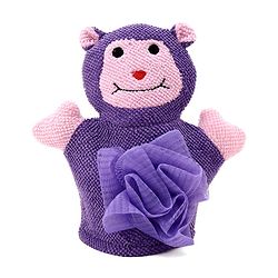 Babyhug Monkey Shape Bath Glove With Attached Loofah - Purple