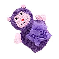 Babyhug Monkey Shape Bath Glove With Attached Loofah - Purple