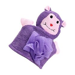 Babyhug Monkey Shape Bath Glove With Attached Loofah - Purple
