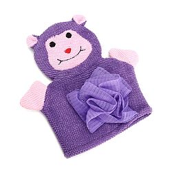 Babyhug Monkey Shape Bath Glove With Attached Loofah - Purple