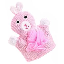 Babyhug Bunny Bath Glove With Attached Loofah - Light Pink