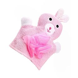 Babyhug Bunny Bath Glove With Attached Loofah - Light Pink