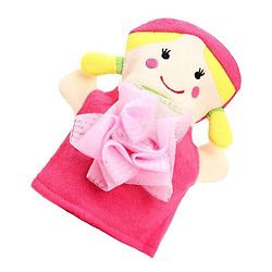 Babyhug Doll Shape Bath Glove With Attached Loofah - Pink