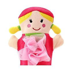 Babyhug Doll Shape Bath Glove With Attached Loofah - Pink