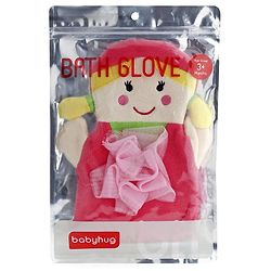 Babyhug Doll Shape Bath Glove With Attached Loofah - Pink