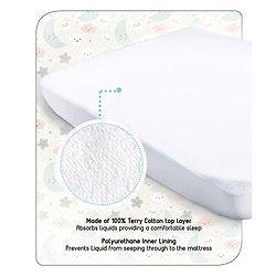 Babyhug Soft Terry Waterproof Mattress Protector Breathable Fitted Cover Sheet - White