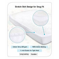 Babyhug Soft Terry Waterproof Mattress Protector Breathable Fitted Cover Sheet - White