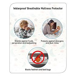 Babyhug Soft Terry Waterproof Mattress Protector Breathable Fitted Cover Sheet - White