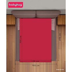 Babyhug Soft Terry Double Bed Waterproof Mattress Protector Breathable Fitted Cover Sheet 78 x 60 Inches Queen Size - Maroon