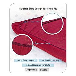 Babyhug Soft Terry Double Bed Waterproof Mattress Protector Breathable Fitted Cover Sheet 78 x 60 Inches Queen Size - Maroon