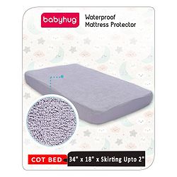 Babyhug Soft Terry Waterproof Mattress Protector Breathable Fitted Cover Sheet - Grey