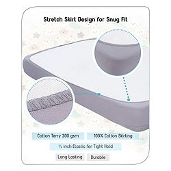Babyhug Soft Terry Waterproof Mattress Protector Breathable Fitted Cover Sheet - Grey
