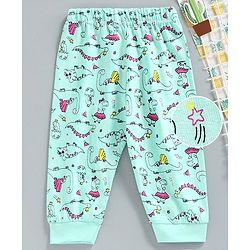 Babyhug Full Length Lounge Pants Dino Print - Green