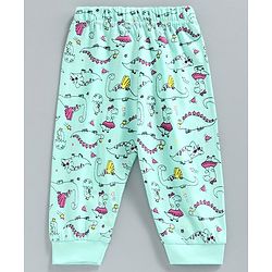 Babyhug Full Length Lounge Pants Dino Print - Green