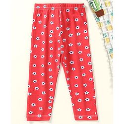 Babyhug Full Length Leggings Floral Print - Red