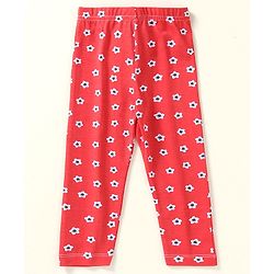 Babyhug Full Length Leggings Floral Print - Red