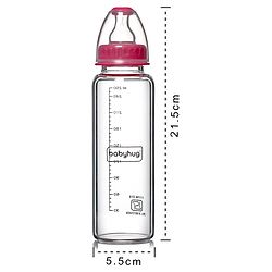 Babyhug Standard Neck Glass Feeding BottlePink - 250 ml