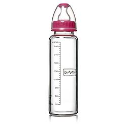 Babyhug Standard Neck Glass Feeding BottlePink - 250 ml