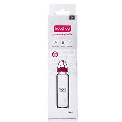 Babyhug Standard Neck Glass Feeding BottlePink - 250 ml
