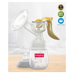Babyhug Manual Breast Pump with Adjustable Suction & Massage Mode - Yellow