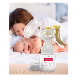 Babyhug Manual Breast Pump with Adjustable Suction & Massage Mode - Yellow