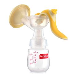 Babyhug Manual Breast Pump with Adjustable Suction & Massage Mode - Yellow