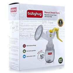 Babyhug Manual Breast Pump with Adjustable Suction & Massage Mode - Yellow