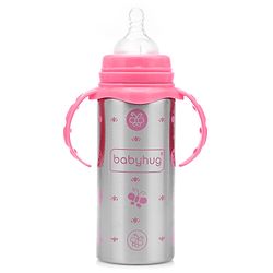 Babyhug 3-in-1 Stainless Steel Bottle with Twin Handles Pink - 180 ml