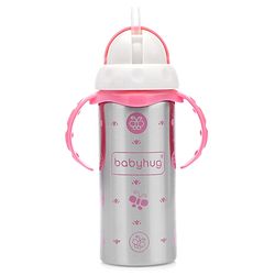 Babyhug 3-in-1 Stainless Steel Bottle with Twin Handles Pink - 180 ml
