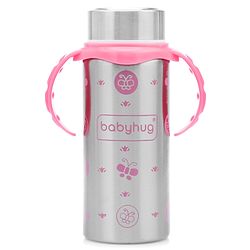 Babyhug 3-in-1 Stainless Steel Bottle with Twin Handles Pink - 180 ml