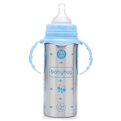 Babyhug 3-in-1 Stainless Steel Bottle with Twin Handles Blue - 180 ml
