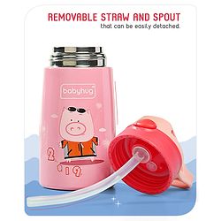 Babyhug Stainless Steel Insulated Sipper Bottle Pink - 350 ml
