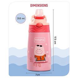 Babyhug Stainless Steel Insulated Sipper Bottle Pink - 350 ml